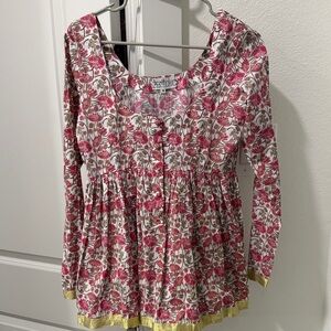 Printed scoop neck blouse